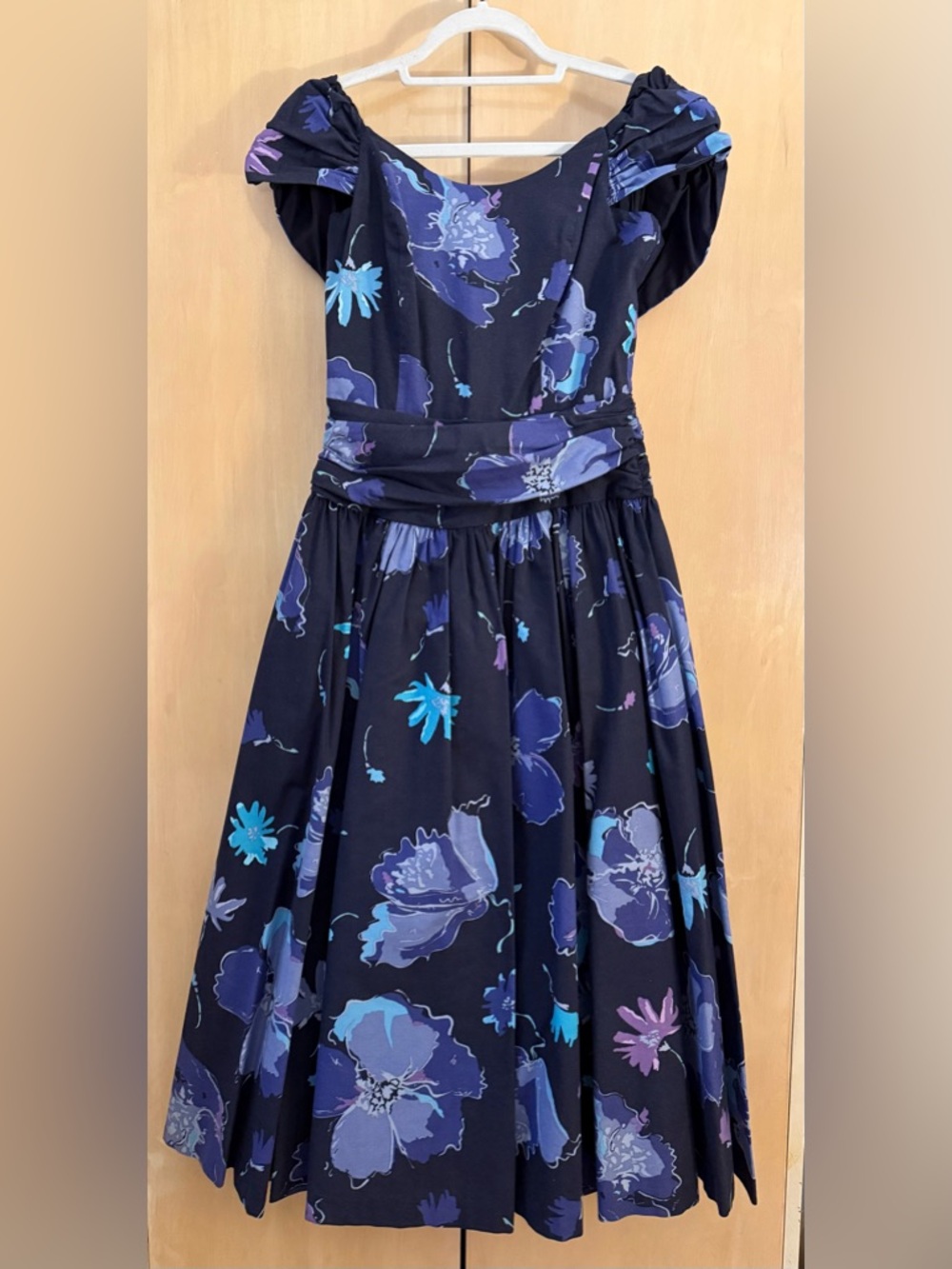 Vintage 1980’s Laura Ashley Navy Floral Midi Dress